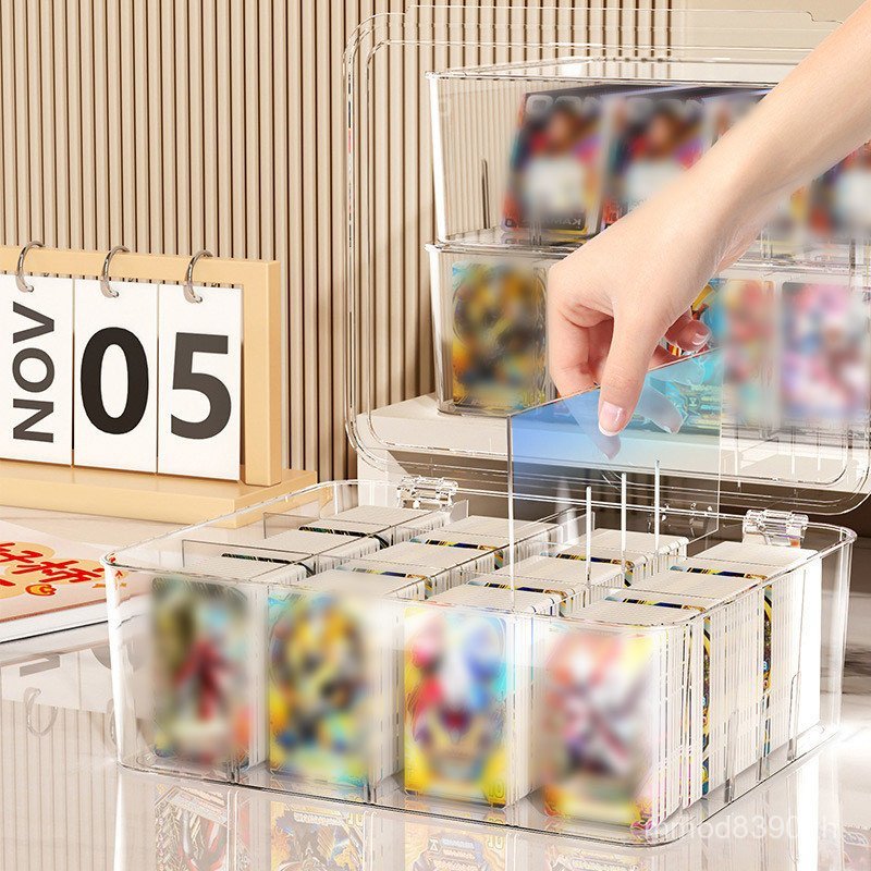 ฟรี Multi-Grid Card Flip Card Man กล่องเก็บของอะคริลิค Tidy-up Disassembly Card Box Compartment NX6D