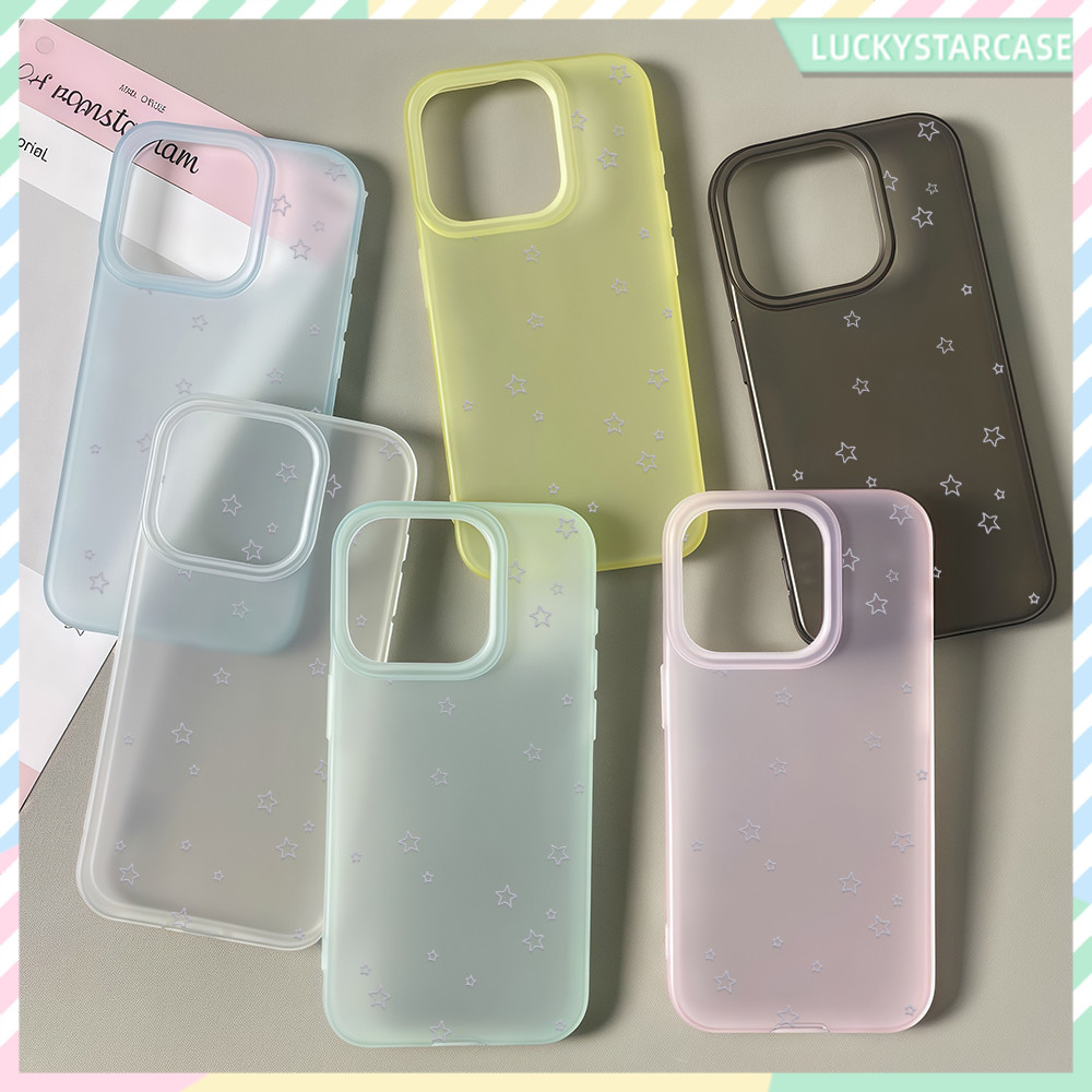 เคสโทรศัพท์ For iPhone 11 13 14 15 12 16 Pro 7 8 Plus เคส iP 13 11 Pro Max Case ดาวเรียบง่าย ยอดนิยม สีเรียบง่าย สีด้าน