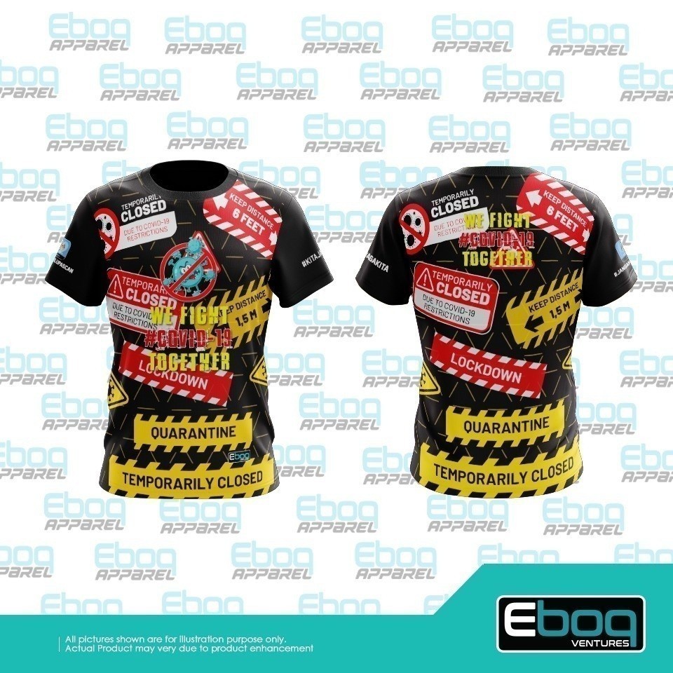 เสื้อยืด Covid19 Eboq Sublimation / Baju Covid 19 Microfiber Big Plus Size / Covid19 เสื้อ 3D T เสื้