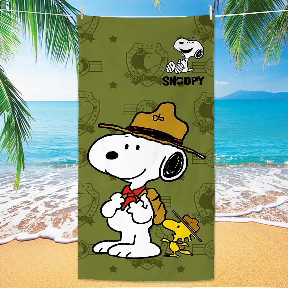 Snoopy ไมโครไฟเบอร์ผ้าเช็ดตัวชายหาดการ์ตูน Class A ผ้าเช็ดตัวชายหาดฤดูร้อนผ้าเช็ดตัวสบายผ้าเช็ดตัวชา