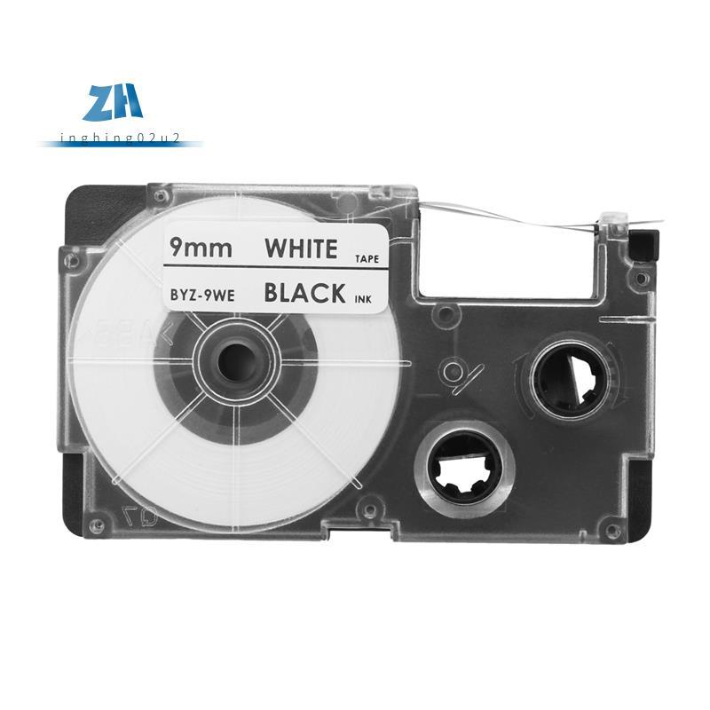 3 แพ็ค 9 มม. สีดําบน White Label Tape Label Maker ใช้งานร่วมกับ -120, -60, -100, KL750B, KL750, KL72