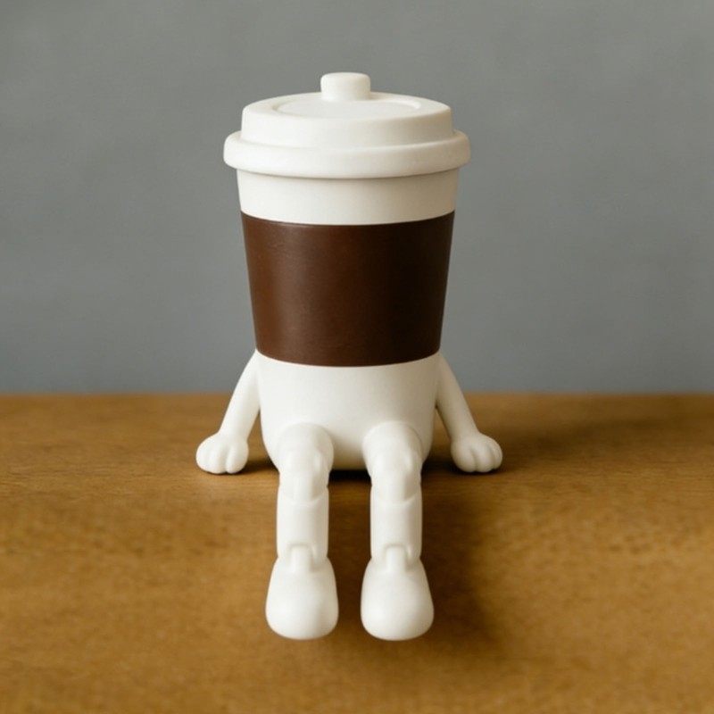 YU Mini Coffee Themed Healings ประติมากรรม 3D พิมพ์ตกแต่ง PET สําหรับชั้นวางหนังสือเดสก์ท็อปตกแต่ง
