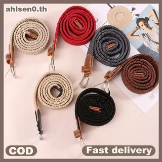 Ahlsen0 1 PC เข็มขัดแฟชั่นทอเข็มขัดผ้าใบโลหะ Bule ผู้ชายผู้หญิงเข็มขัดยางยืด Punch ฟรี th