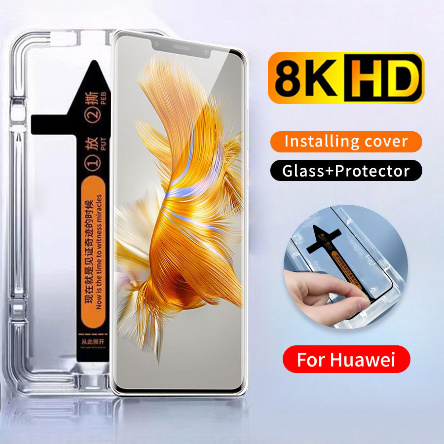 สําหรับ Huawei Mate 20 30 40 50 P30 40 50 60 Art Lite Plus Pura 70 80 Pro Ultra Nova 8 9 10 14 i se Pro ติดตั้งง่ายกระจกนิรภัยป้องกันหน้าจอ HD ฟิล์มกันฝุ่น
