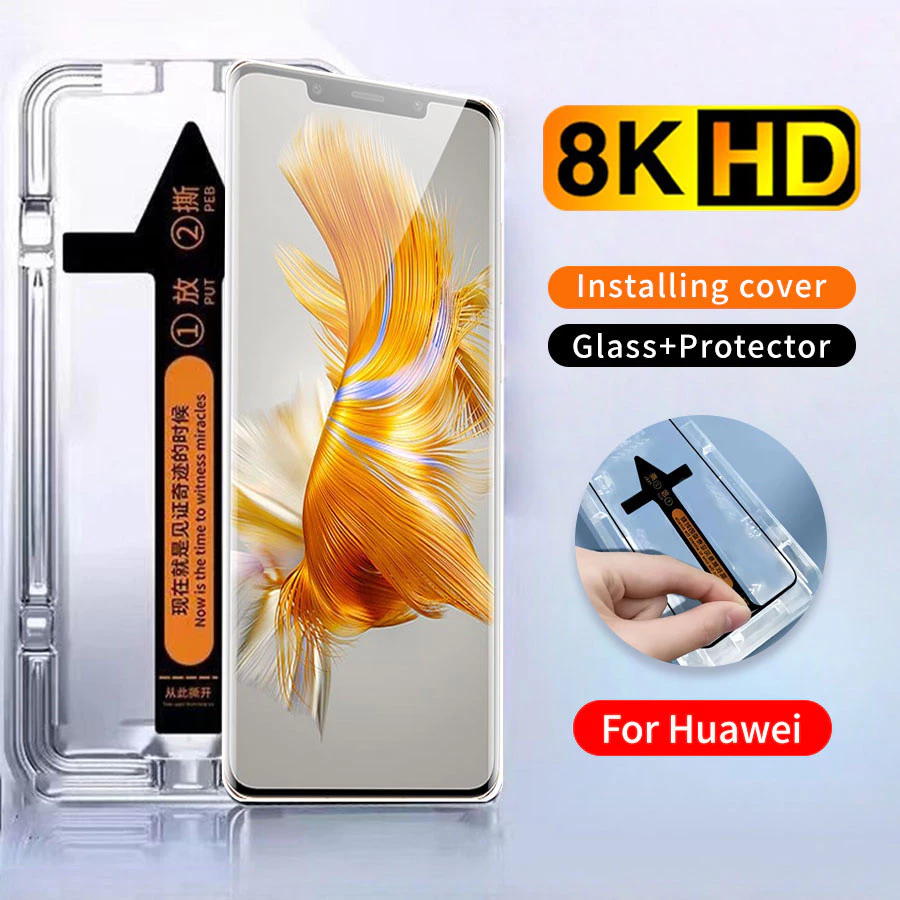 สําหรับ Huawei Mate 20 30 40 50 P30 40 50 60 Art Lite Plus Pura 70 80 Pro Ultra Nova 8 9 10 14 i se Pro ติดตั้งง่ายกระจกนิรภัยป้องกันหน้าจอ HD ฟิล์มกันฝุ่น