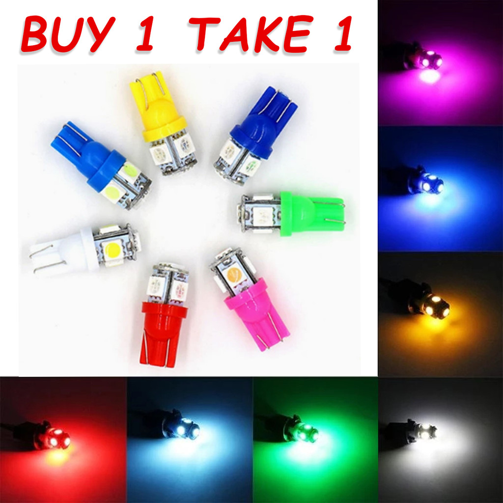 【ซื้อ 1 แถม 1】หลอดไฟหรี่ ขั้วT10 W5W LED 5 ชิพ (ราคา 1หลอด) (จัดส่งไวสินค้าส่งจากในประเทศไทย)