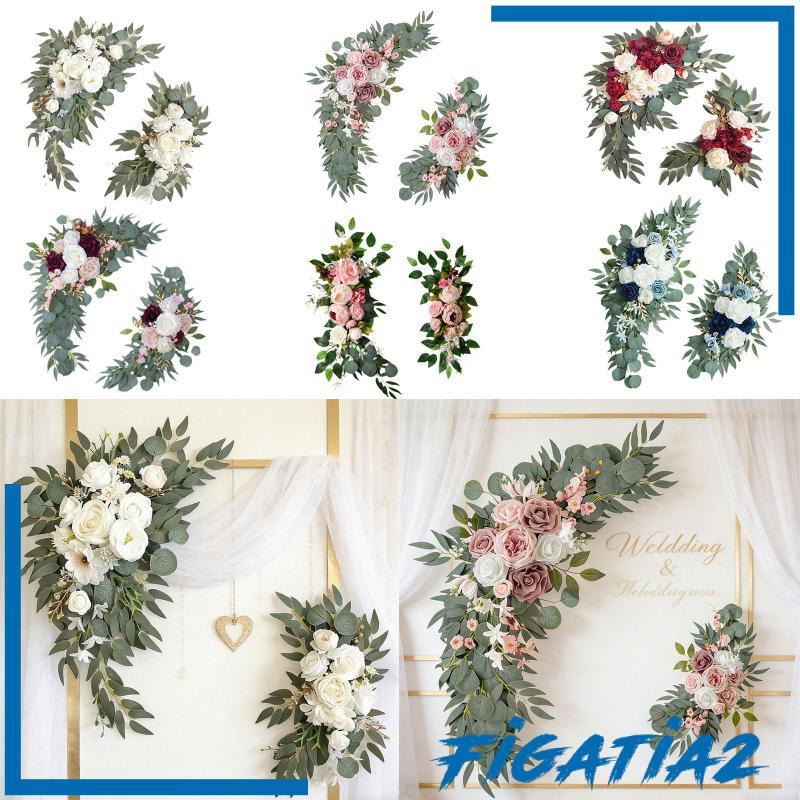 [Figatia2] 2 ชิ้นดอกไม้ Swag ฉากหลังงานแต่งงานพวงหรีดดอกไม้ประดิษฐ์ Swag สําหรับรถยนต์งานแต่งงาน