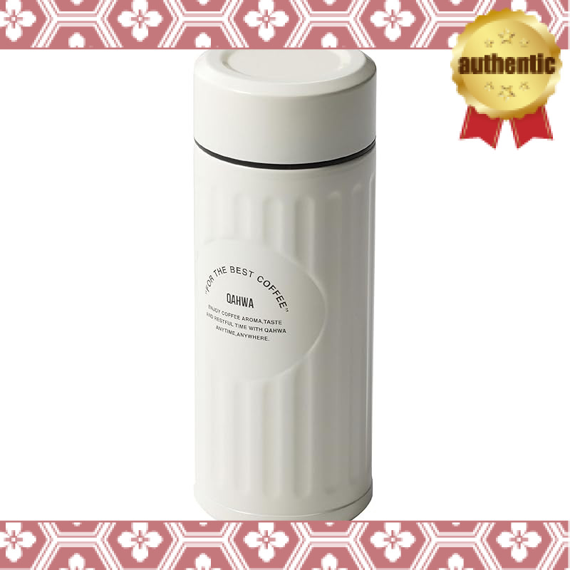 QAHWA Coffee Bottle 420ml Pearl White Direct Drinking Vacuum Insulation Double Layer Structure Teflo