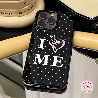 เคสไอโฟน13 เคสเงาน่ารัก I LOVE ME ดาวลายจุด สำหรับ IPhone 12 11 16 13 17 15 14 Pro Max 6 6s 7 8 16 15 Plus X XR
