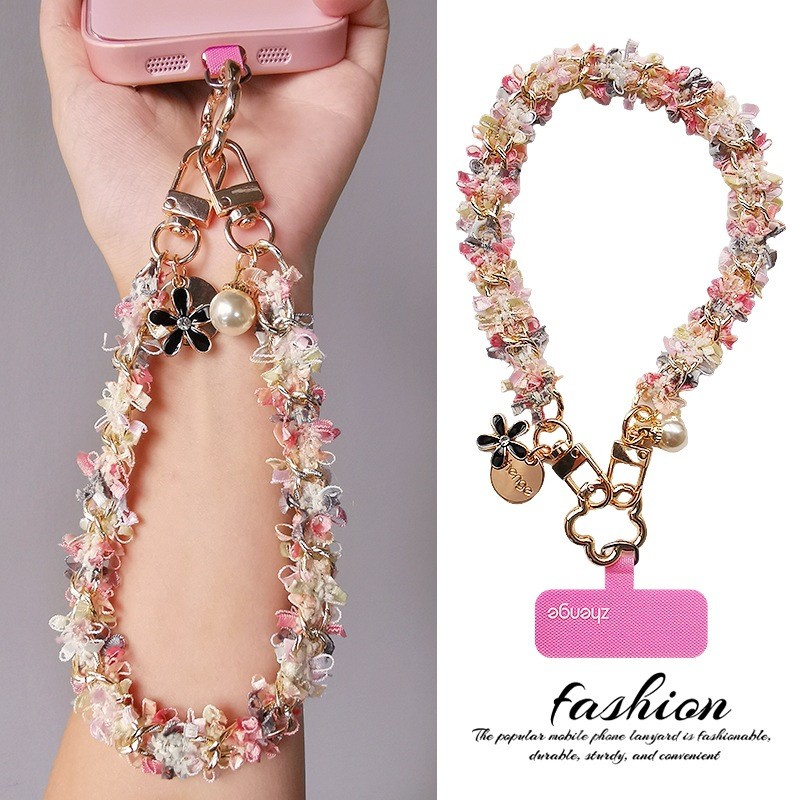 สายรัดข้อมือโซ่บิดลูกไม้เอลฟ์ที่น่าพอใจที่ได้รับความนิยมและชื่นชอบเชือกคล้องโทรศัพท์มือถือ