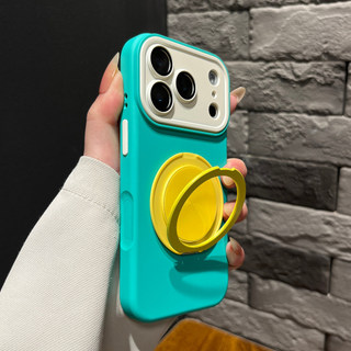 หรูหรา 2IN1 แม่เหล็กGradientแหวนยึดเคสโทรศัพท์สําหรับiPhone 11 12 13 14 15 16 17 Pro Max Airกันชนกลับกรณีฝาครอบ