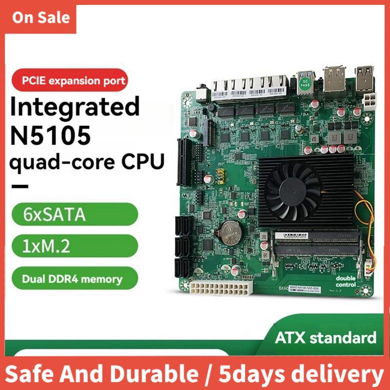 N5105 เมนบอร์ดสําหรับระบบ NAS Soft Routers N5105 ITX เมนบอร์ดพร้อมพอร์ตเครือข่าย 2.5G 6 CPU 11