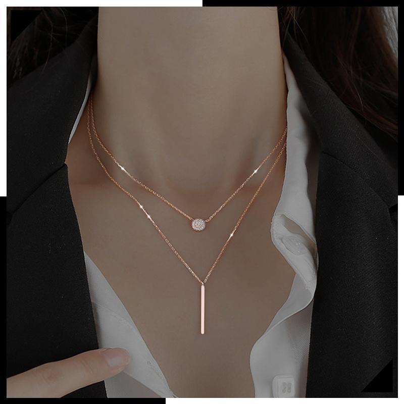 Ady】สร้อยคอจี้เงินสร้อยคอสี่เหลี่ยมเรขาคณิตแฟชั่นผู้หญิงเรียบง่าย