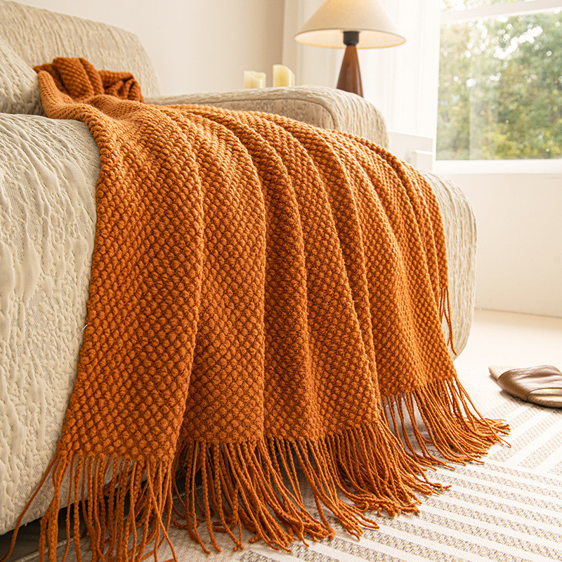 Nordic Vintage Bubble ถักอะคริลิคโยนผ้าห่ม Elegant Office Nap ผ้าห่มเครื่องปรับอากาศผ้าห่ม
