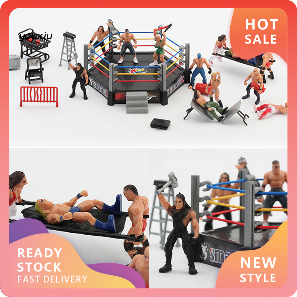 YX 1 ชุด Wrestling Playset ที่สมจริง DIY Mini Wrestling Action Figure Play ชุดสําหรับเด็ก