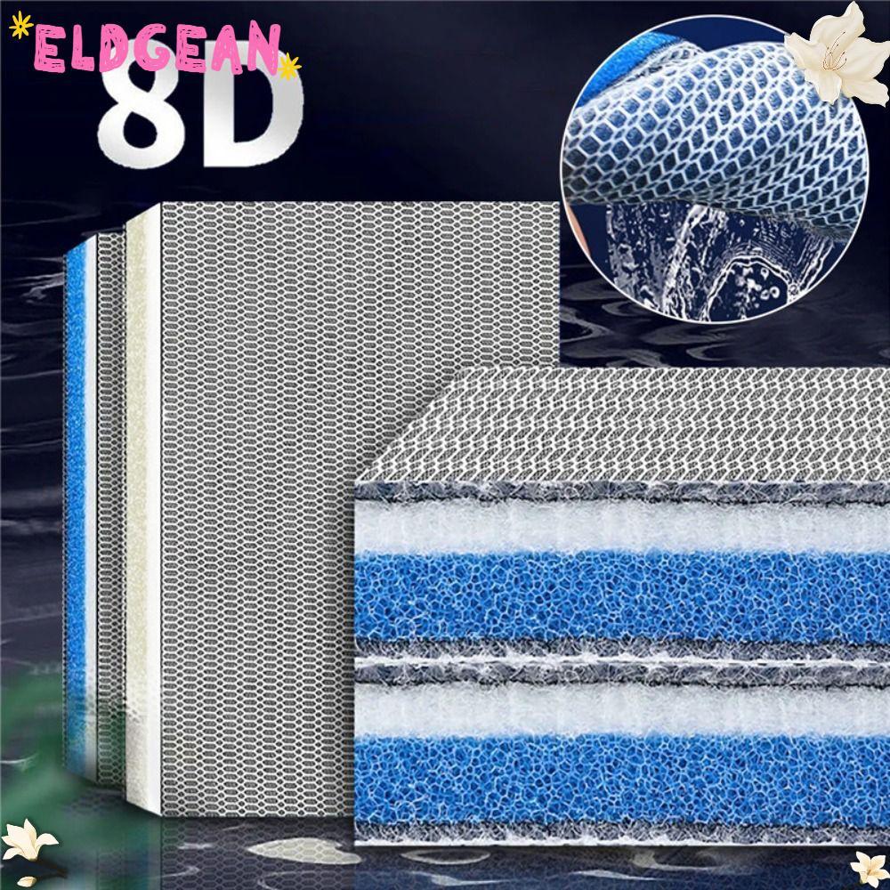 ELDGEAN 1 ชิ้นกรองชีวเคมี, 8D 8 ชั้น Aquarium FILTER ฟองน้ํา, ทนทาน High-Density ผ้าฝ้ายฟองน้ําสําหรับถังปลา Pond