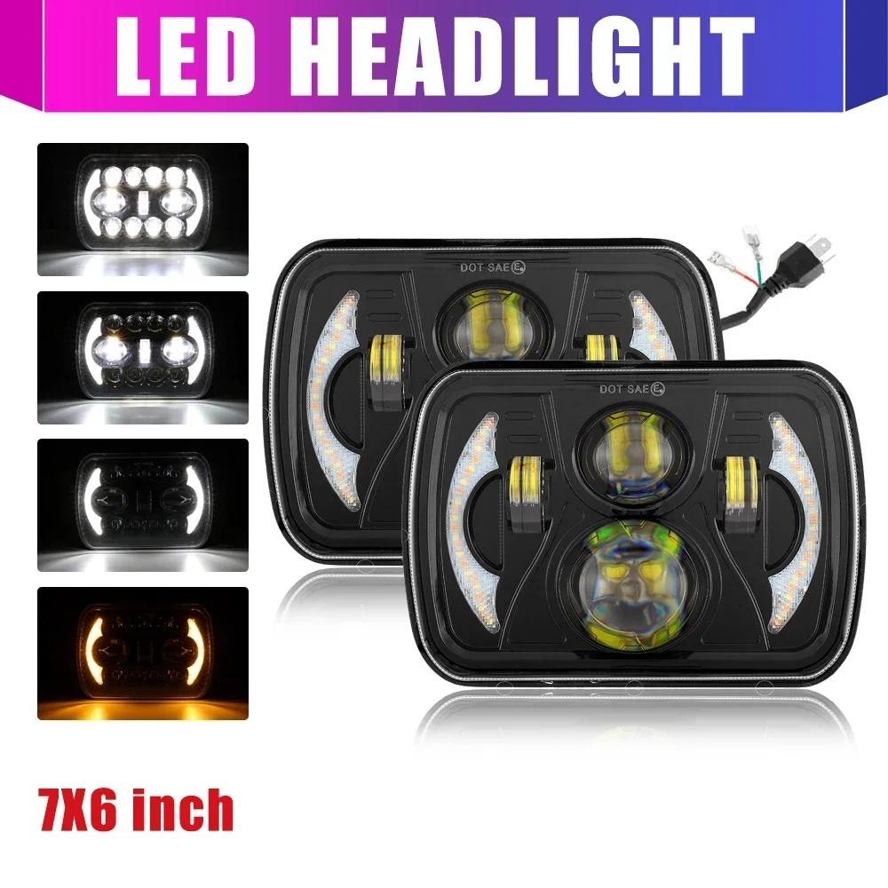 7X6 "LED ไฟหน้าสําหรับ Toyota Pickup สําหรับ Jeep Cherokee XJ 1984-2001 สําหรับ Jeep Wrangler YJ 198