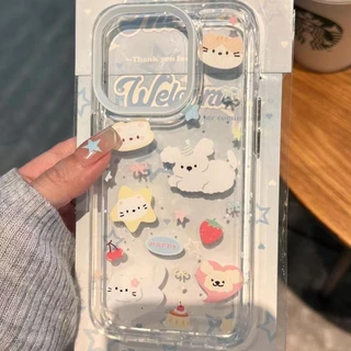 Hangyodon การ์ตูนน่ารักสุนัขดูเดิล นุ่ม เคสIPhone XR 7Plus 8 6 Plus เคส XS X Max เคสไอโฟน 12 11 15 14 13 Pro Max