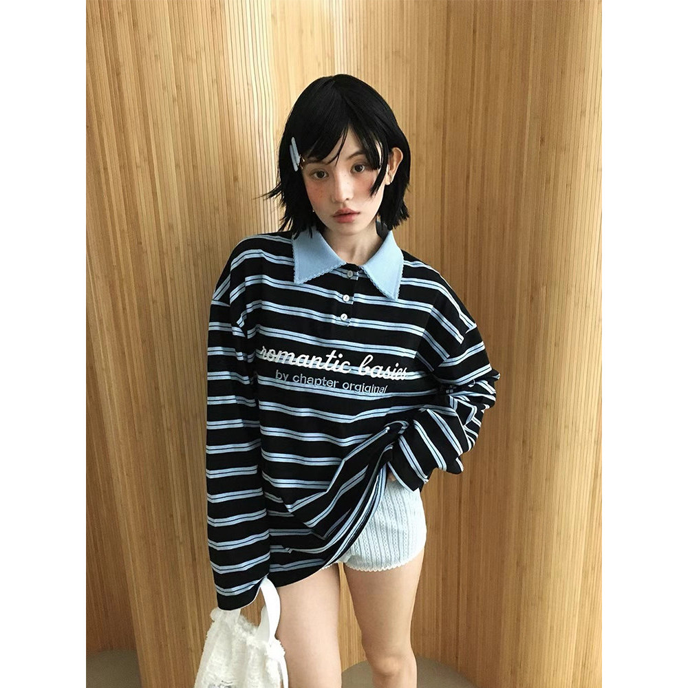 TAYCEN M-2XL เสื้อสเวตเตอร์  ลาย แขนยาว เกาหลี โอเวอร์ไซส์ ผู้หญิง สเวตเตอร์  เสื้อสเวตเตอร์โปโล