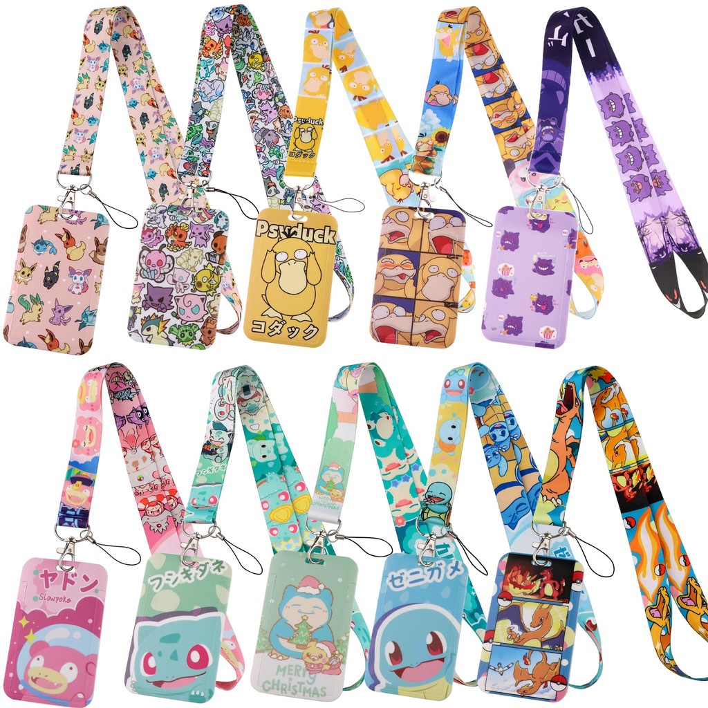 Potdemiel Pikachu การ์ตูน PVC การ์ดนักเรียน Campus แขวนคอกระเป๋าผู้ถือบัตร Lanyard ID ผู้ถือบัตร Key Chain Z4