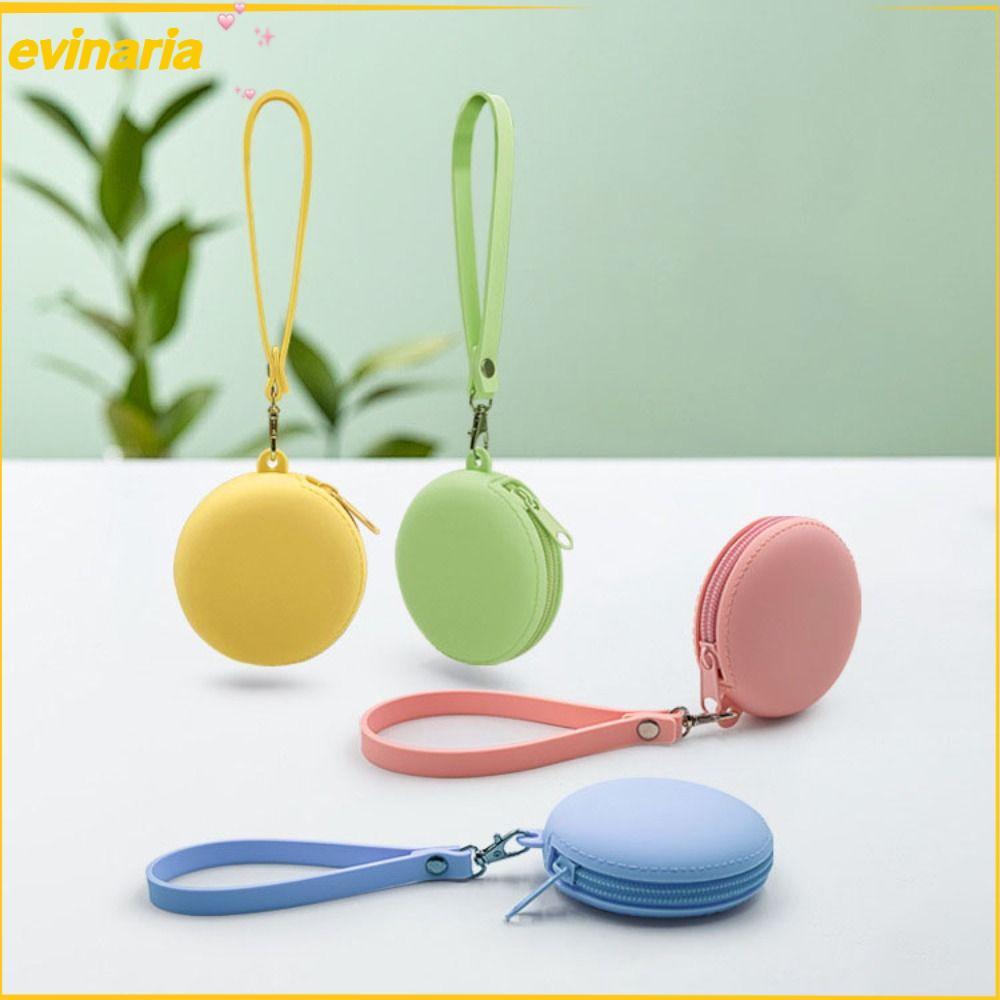 EVINARIA Coin Wallet, Round Key Ring Coins Bag, Cute Small Silicone Key Bag Kid