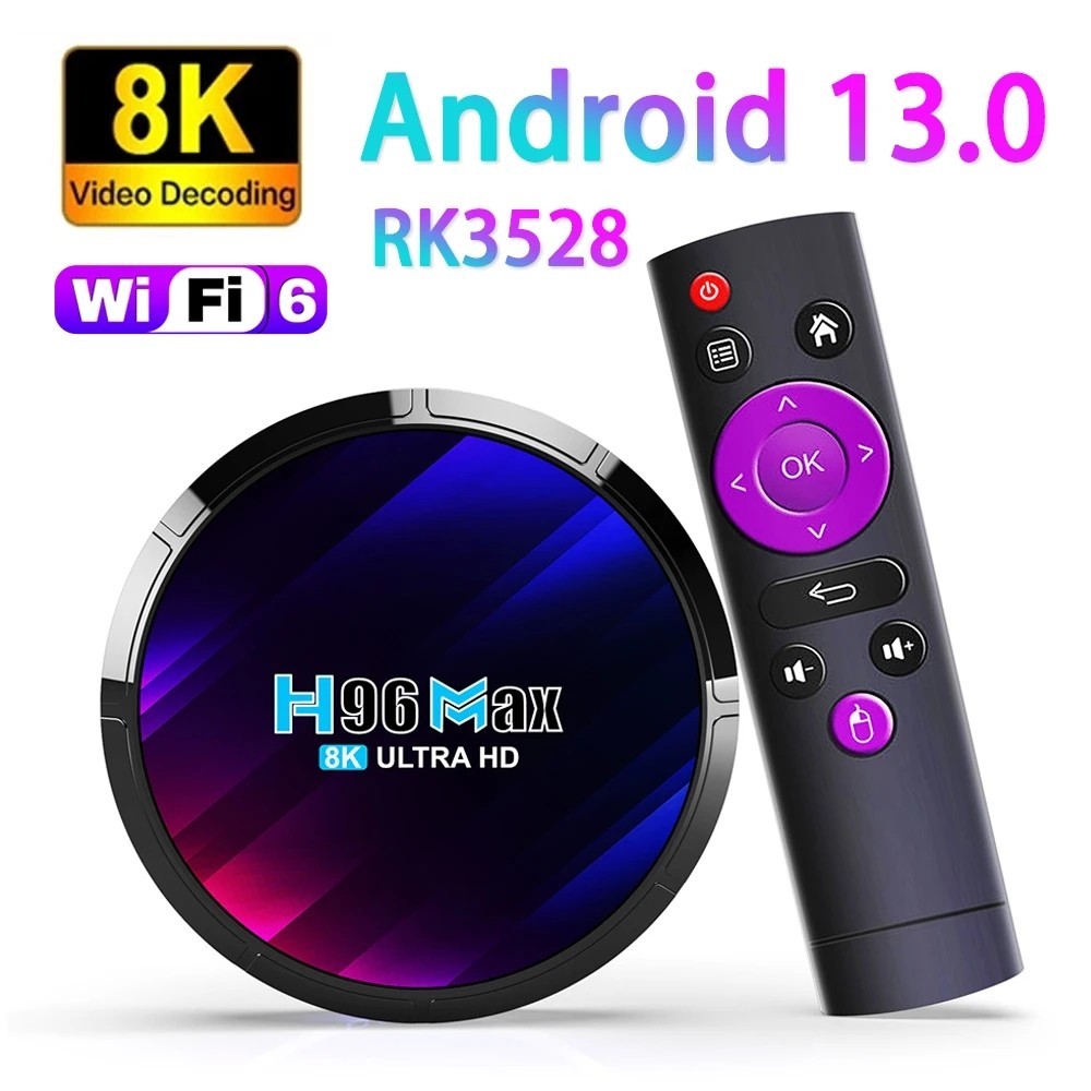 H96 MAX RK3528 กล่องทีวี กล่องทีวี Android13.0 Dual Band wifi6 Player