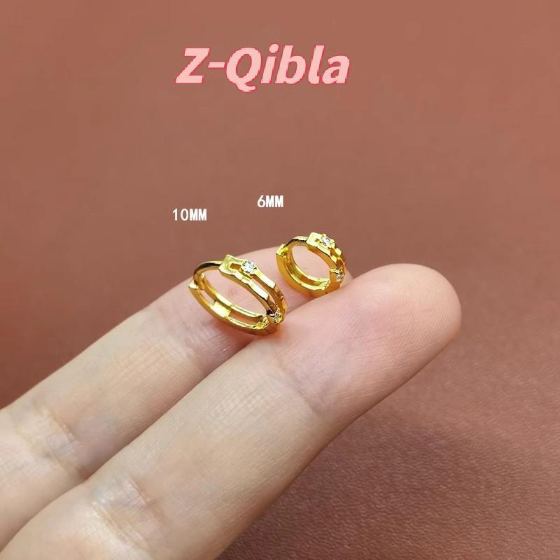 [Z-ฉีบลา-ที] 1คู่แฟชั่นที่เรียบง่ายต่างหูห่วงขนาดเล็กสําหรับผู้หญิงผู้ชายเงาเพทายรอบวงกลมหูกระดูกเล็บหูเจาะเครื่องประดับ
