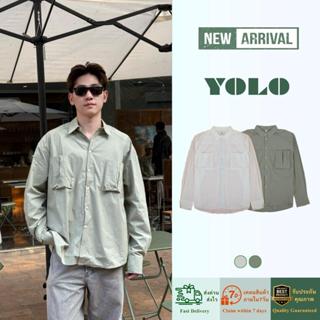 YOLO เสื้อเชิ้ต OVERSIZE เสื้อเชิ้ต เสื้อเชิ้ตไตส์เกลาหลี เส…