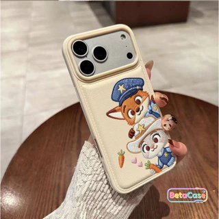 เคส iPhone 17 16 15 14 13 12 11ProMax Phone Case ลายการ์ตูนคู่หูจิ้งจอกกับกระต่ายนักสืบ น่ารักเกาหลี ซิลิโคนกันกระแทก