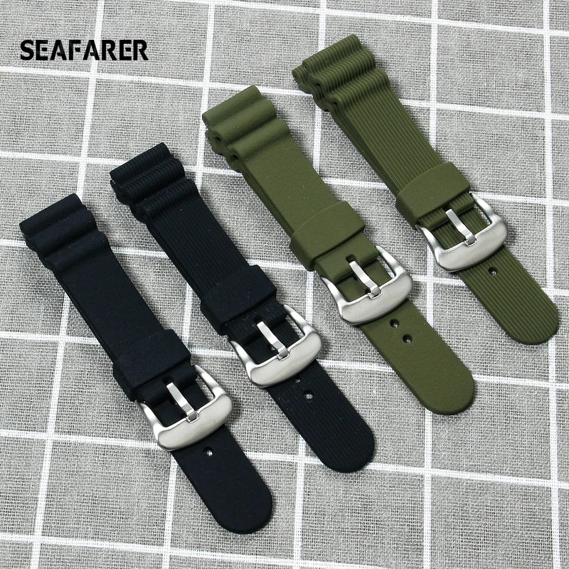 22MM ดําน้ํายางสายนาฬิกาสําหรับ Seiko Diver Scuba Watchband Seiko PROSPEX นาฬิกา SKX007 สายรัดข้อมือ
