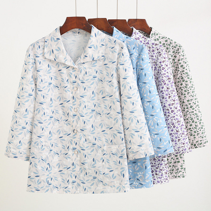 เสื้อแขนสามส่วนสำหรับผู้สูงอายุจากฝ้ายแท้ สวมใส่ง่าย เหมาะกับอากาศร้อน