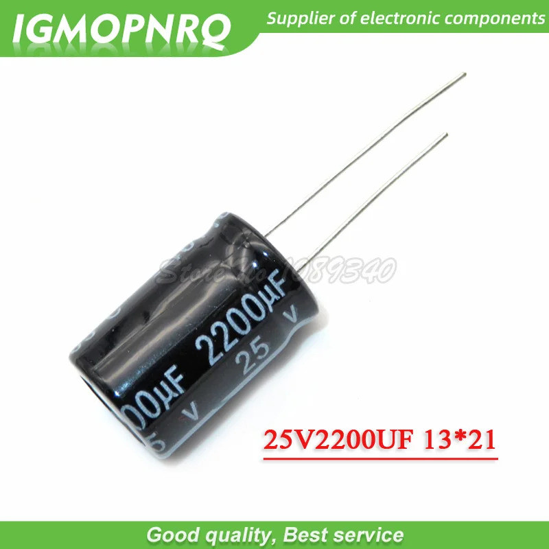 10PCS 25V2200UF 13*21 มม.25V 2200UF 13*21 อลูมิเนียม electrolytic capacitor