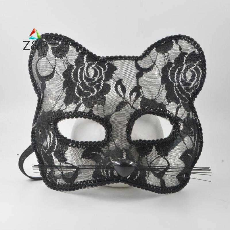 Z&P คอสเพลย์ฮาโลวีน Fox Mask Lace เซ็กซี่ Eye Mask หน้ากากสัตว์ครึ่งหน้าลูกไม้หน้ากากแมวผู้หญิงสําหรับคู่ COD