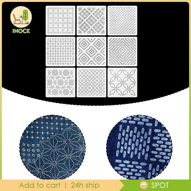 [Ihoce] Sashiko Template Kit วัสดุสัตว์เลี้ยงเย็บปักถักร้อยรูปแบบ Stabilizer การออกแบบเรขาคณิตสําหรั