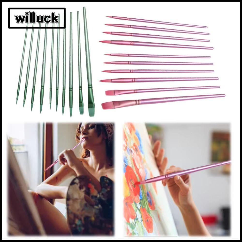 WILLUCK 4/6 ชิ้นแปรงสีน้ํา,ไนลอนผมนุ่มมือวาดสีน้ํา,คุณภาพสูงเริ่มต้นศิลปะนักเรียนชี้รอบหัวแบนจิตรกรรมวัสดุของขวัญ