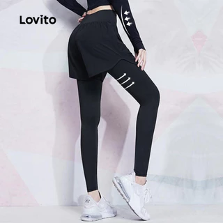 Lovito แคชชวล เล็กกิ้งสปอร์ต 2-In-1 เส้นโครงสร้าง ยกก้น แช่แห้งเร็ว อบแห้ง อบรมการออกกำลังกาย LNL59032