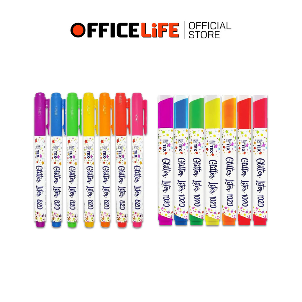 TEX (เท็กซ์) ปากกา ปากกาเน้นข้อความ รุ่น Glitter 820 / 1020 ( 1 ด้าม )