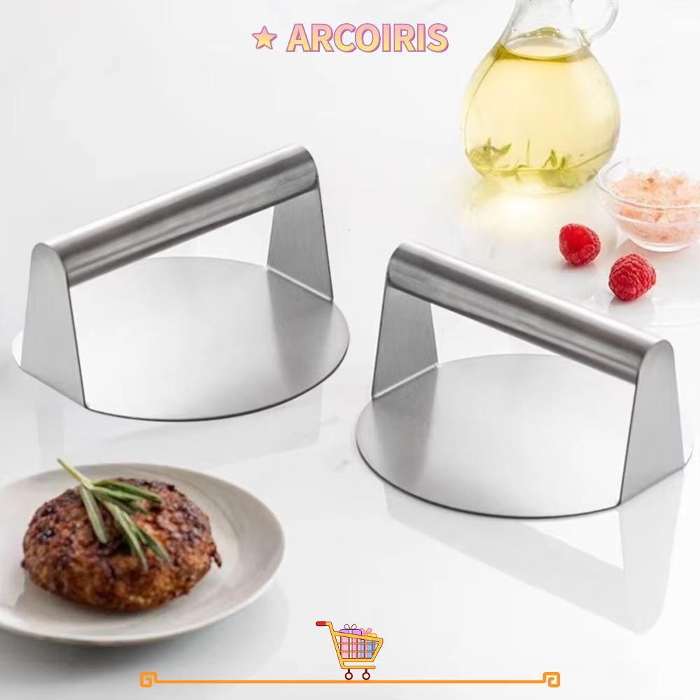 ARCOIRIS Smash Burger Press,ไม่เป็นสนิมสแตนเลสย่างกด,สเต็กเบอร์เกอร์รอบแผ่นเหล็กทุบใช้