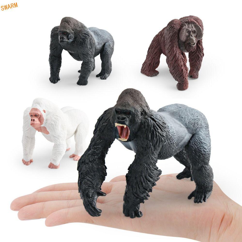 SWARM จําลองสัตว์ที่เป็นของแข็ง, PVC Handmad จําลอง Gorilla สัตว์ของเล่น,ประติมากรรมรูปปั้นสมจริงสัตว์รูป Chimpanzee Action Figure เดสก์ท็อปตกแต่ง