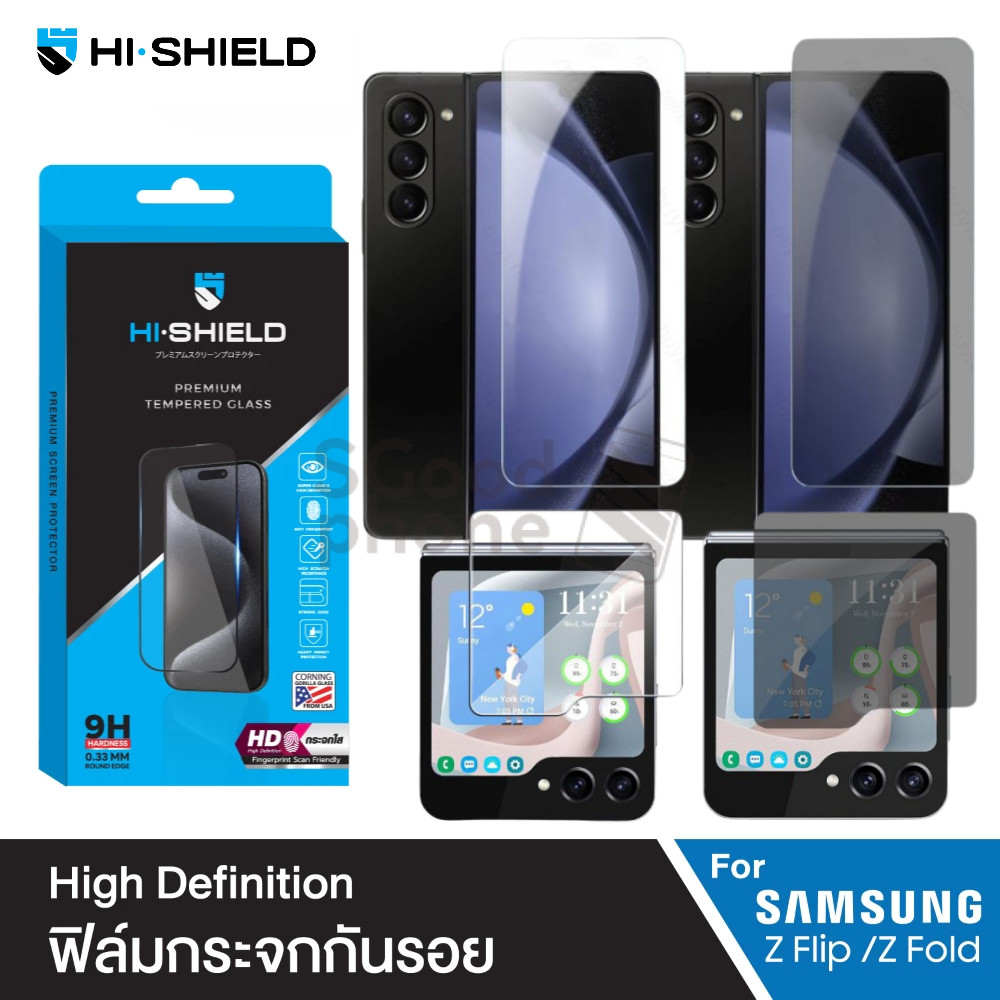 >มีส่งด่วน< Hishield High Defination ฟิล์มกระจกนิรภัย Samsung Z Flod7 / Z Flip7 / Z Flod6 / Z Flip6 / Z Flod5 / Z Flip5