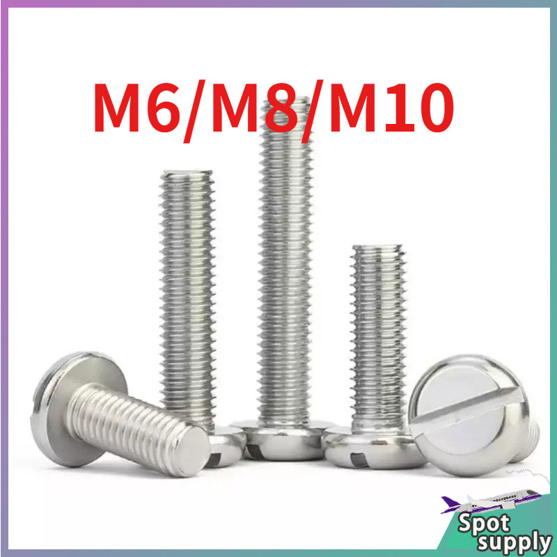 304 สแตนเลส one-slot สกรูหัวทรงกระบอก GB65 สกรู slotted หัวกลม bolt M6M8/M10HJ-L001