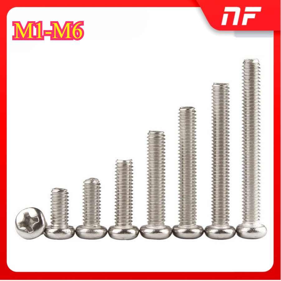 น็อตสกรูร่องไขว้ หัวกลม ชุบนิกเกิล
Cross Round Head Nickel Plated Screw M1/M1.2/M1.4/M1.6/M2/M2.5/M3