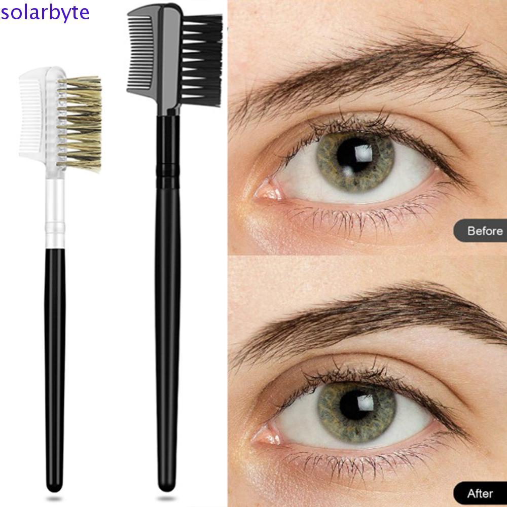 SOLARBYTE แปรงคิ้วหวี Professional คุณภาพสูง Eyelash Applicator ไม้ Handle Double Ended Dual Head แปรงแต่งหน้า