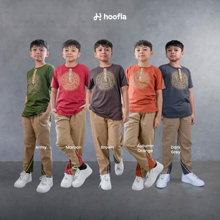HOOFLA SET - ชุดเด็กชายมุสลิม Simple Ethnic Qais Motif เสื้อและกางเกง
