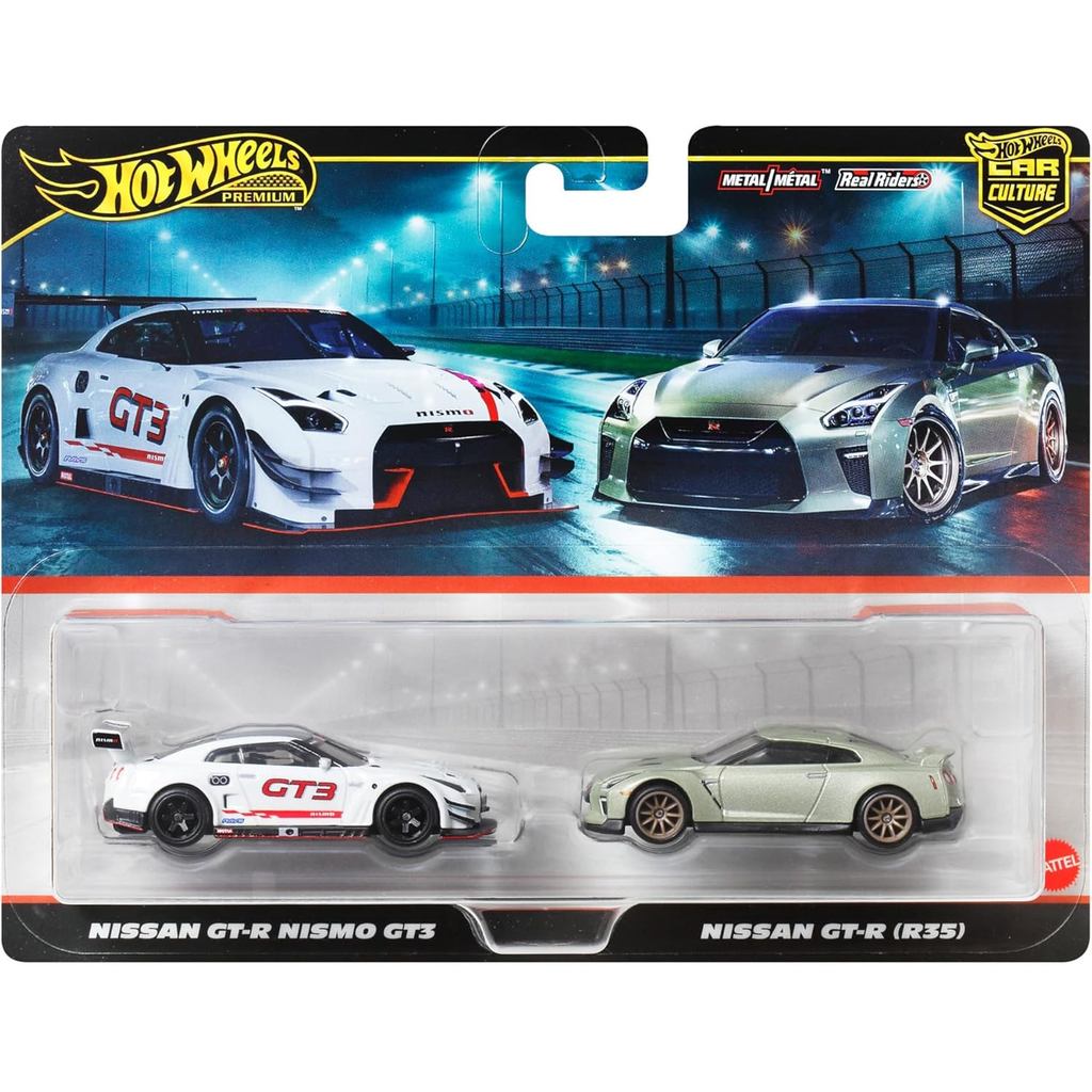 Hot Wheels Premium 2-Pack Nissan GT-R NISMO GT3 / Nissan GT-R (R35) Ride On
