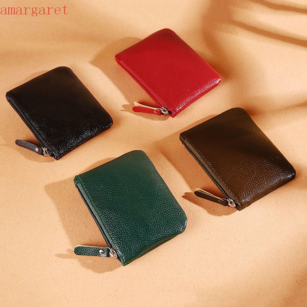 AMARGARET Card Wallet Matte Minimalist Retro PU Leather Coins Bag