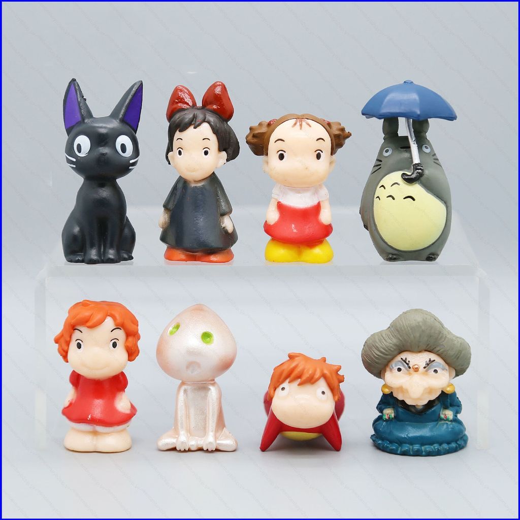 G2P 8pcs Ponyo บน Cliff Action Figure Ponyo Totoro Zeniba Ogino Chihiro ตุ๊กตาของเล่นเครื่องประดับขอ