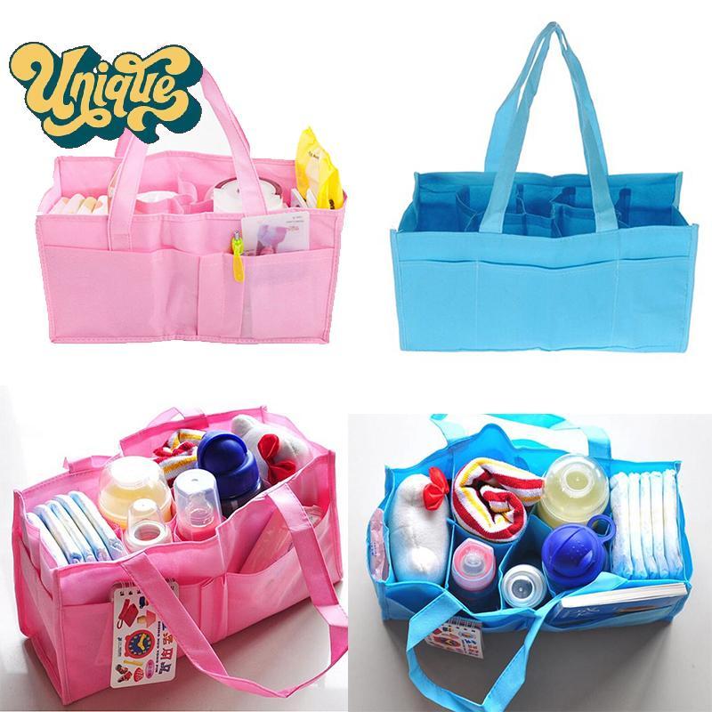 (Unique) Mother Diapers Bag Travel Outdoor Portable Nappy Storage Tote Bag Blue & Pink