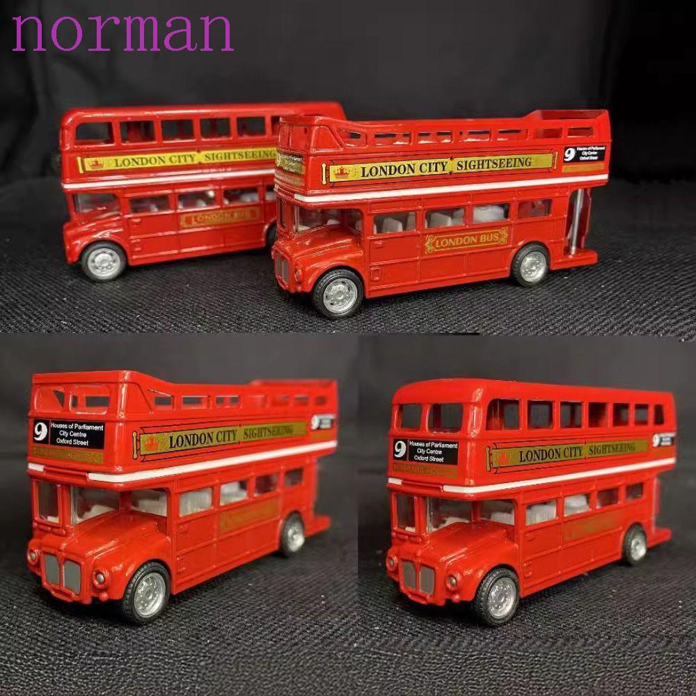 NORMAN โมเดลรถรถบัส, Double Decker British Europe Travel Bus รุ่น, โบราณ Diecast 1:64 โลหะผสมดึงกลับรถเด็กของขวัญ