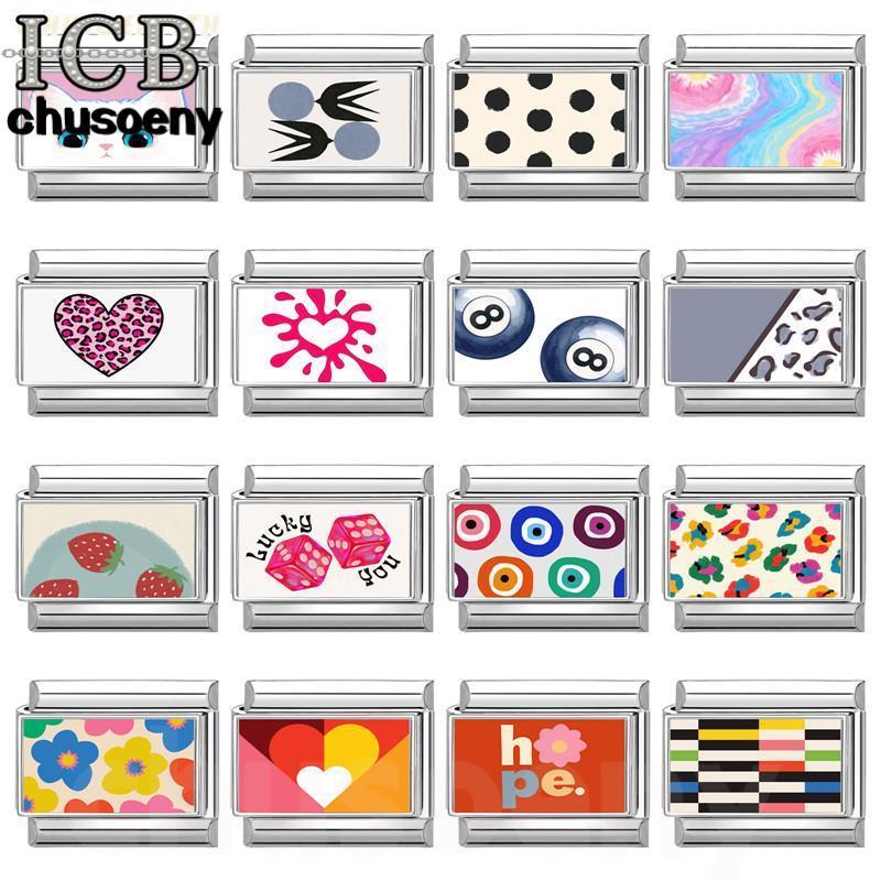 การออกแบบจุดที่มีสีสันอิตาลีสร้อยข้อมือเสน่ห์พอดี9มิลลิเมตรสร้อยข้อมือสแตนเลส ทําเอง เครื่องประดับทําอุปกรณ์บุคลิกภาพโมดูลสร้อยข้อมือเครื่องประดั